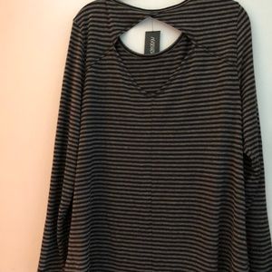 Black and gray striped shirt. Never worn, new with tags